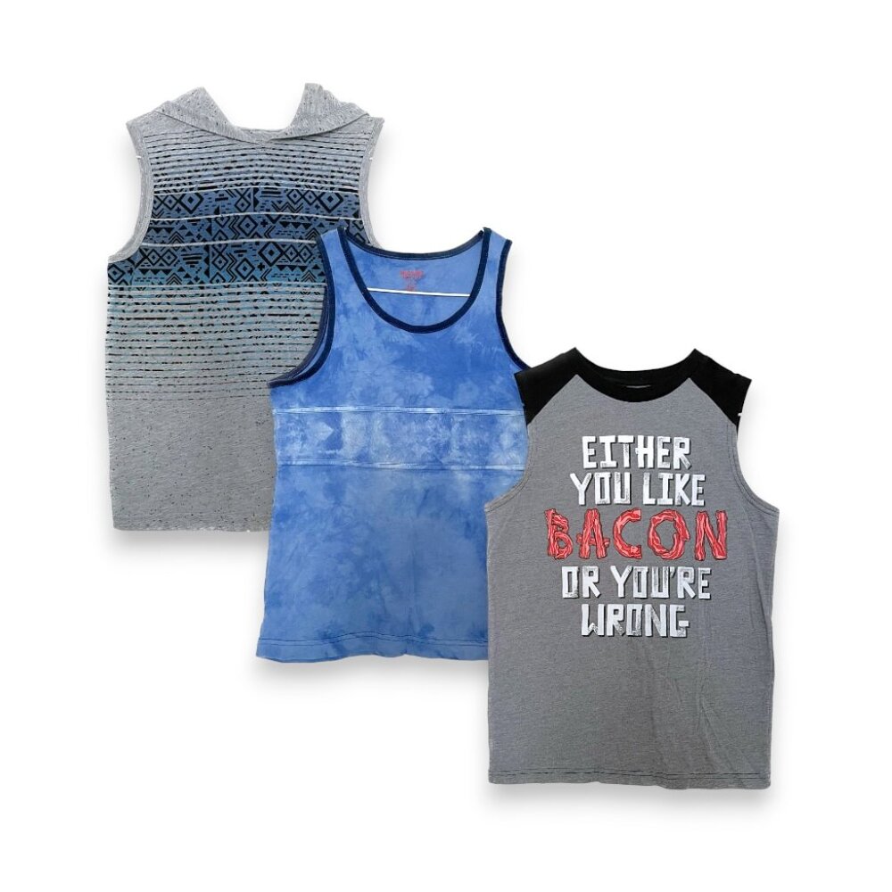 3 Pk Boys Sleeveless Shirt Muscle Tank Top Bundle Lot Set Size M